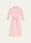 Carolina Herrera Faille 3/4-sleeve Shirtdress In Pink