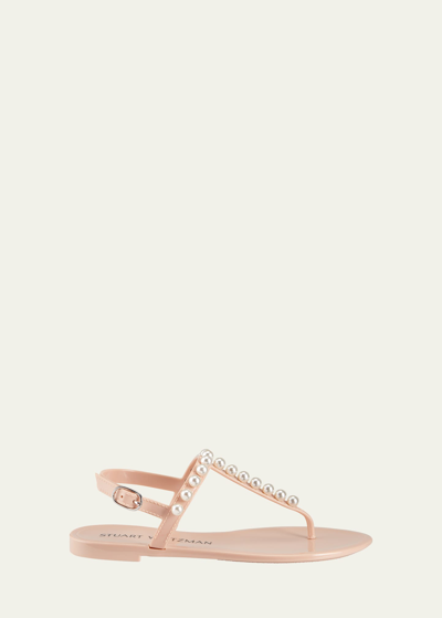 Stuart Weitzman Goldie Pearly Stud Jelly Sandals In Pink
