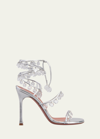 Amina Muaddi Tina 105 Embellished Metallic-leather Sandals