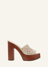 Veronica Beard Guadalupe Braided Leather Platform Sandals In Neutral