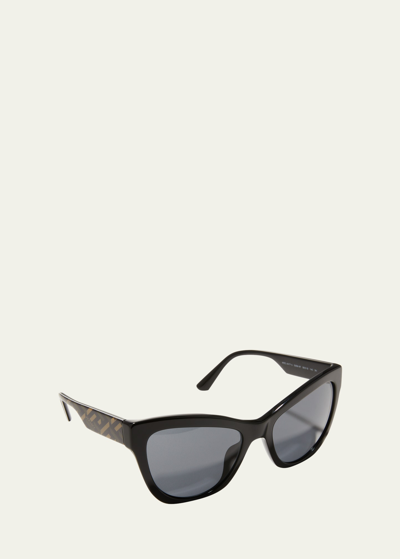 Versace Greca Logo Acetate Cat-eye Sunglasses In Black