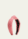 Lele Sadoughi Knotted Mosaic Eyelet Headband In Pink