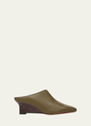 Vince Benita Leather Low-cut Booties In Green