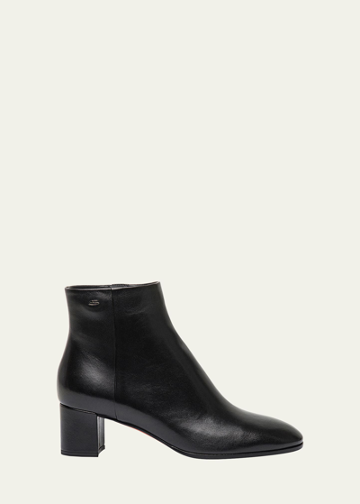 Santoni Halfrida Napa Zip Ankle Booties In Black