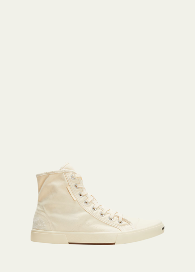 Balenciaga Men's Paris Distressed Canvas High-top Sneakers In White