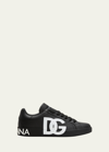 Dolce & Gabbana Men's Portofino Leather Low-top Sneakers In Black