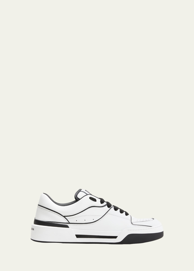 Dolce & Gabbana Men's New Roma Bicolor Leather Low-top Sneakers In White