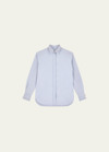 Golden Goose Striped Boyfriend Button-front Shirt In Blue