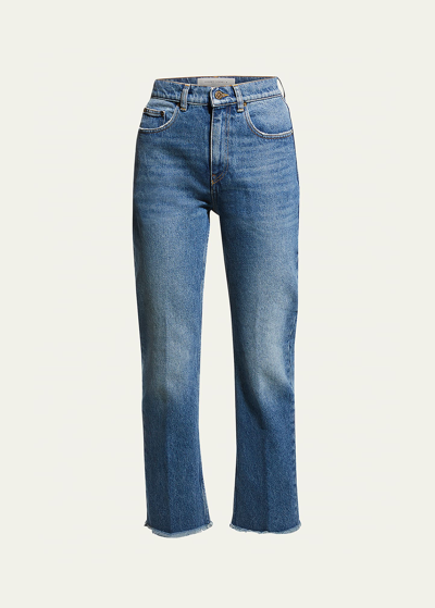 Golden Goose Golden Cropped Flare Jeans In Blue