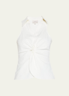 Cinq À Sept Mckenna Sleeveless Knot-front Top In White