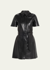 Nanushka Halli Vegan Leather Mini Shirt Dress In Black