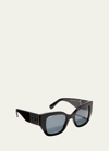 Ferragamo Gancio Square Acetate Sunglasses In Black