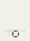 Etro Embellished Buckle Calf Leather Belt In White
