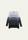 Eskandar Striped A-line Bateau-neck Sweater (long Length) In Multi