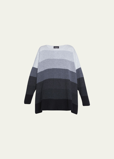 Eskandar Striped A-line Bateau-neck Sweater (long Length)