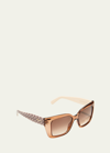 Ferragamo Rectangle Gancio Injection Plastic Sunglasses In Gold