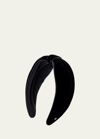Alexandre De Paris Knot Velvet Headband In Black