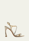 Alexandre Birman Alana Metallic Crystal Slingback Sandals In Gold