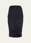 Simkhai Anya Matte Jersey Ruched Midi Skirt In Black