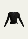 Tom Ford V-neck Jersey Side Twist Wide-leg Jumpsuit In Black