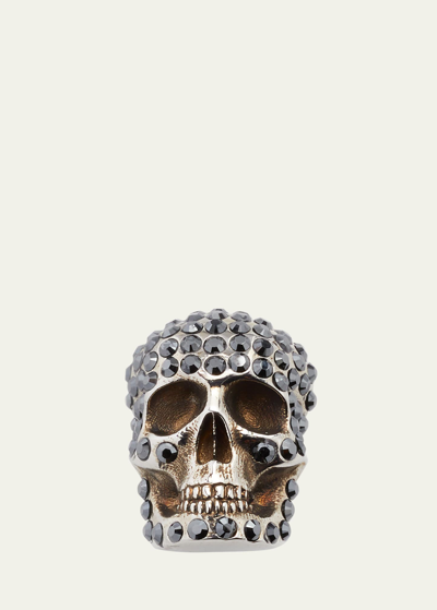 Alexander Mcqueen Pave Skull Earring In Silver