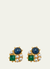 Ben-amun Gold Stone And Pearly Cluster Earrings