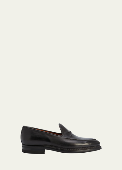 Bontoni Leather De Bustis Loafers In Blu Scuro