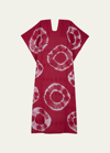 Pippa Holt Three Panel Tie-dye Midi Kaftan In Red