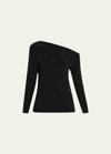 Norma Kamali Long-sleeve Drop-shoulder Top In Black