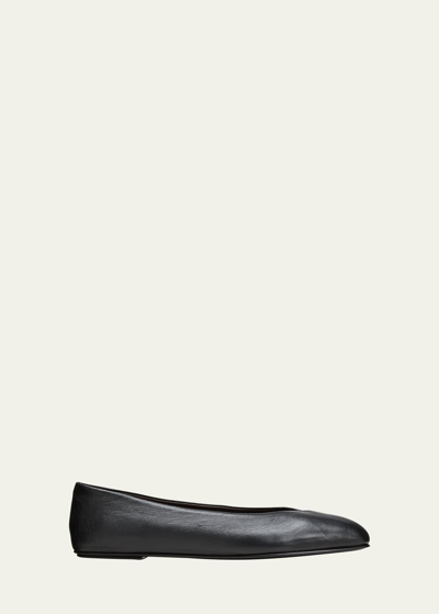 The Row Eva Leather Ballerina Flats