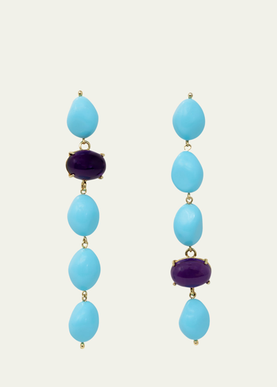 Grazia And Marica Vozza Up And Down Turquoise Colored Resin Earrings In Blue