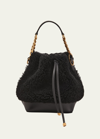 Saint Laurent Small Bucket Bag In Shearling And Leather