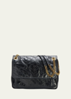 Saint Laurent Niki Medium Flap Ysl Shoulder Bag In Crinkled Leather