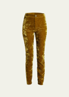 Saint Laurent Crushed Velvet Skinny-leg Pants In Brown