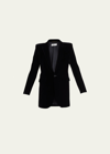 Saint Laurent Velvet Single-breasted Blazer In Black