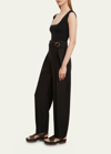 Vince Tie-front Crop Wide-leg Pants In Black