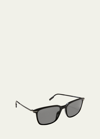 Zegna Men's Solid-lens Square Sunglasses In Black