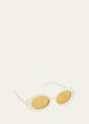 Lapima Mirrored Oval Acetate Sunglasses In White