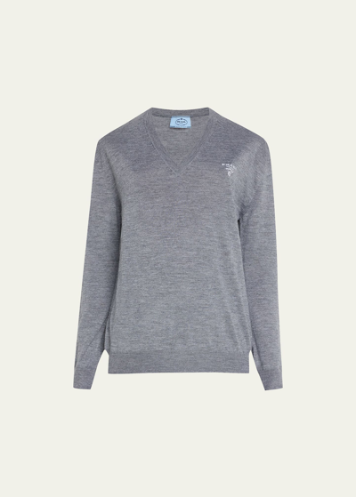 Prada Logo-intarsia Cashmere Pullover
