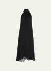 Azeeza Atwood Chiffon Midi Halter Dress In Black