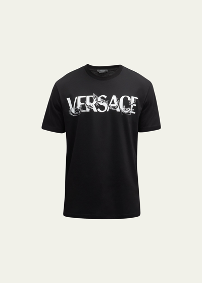 Versace Men's Barocco Logo T-shirt In Black