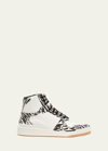Saint Laurent Men's Sl24 Leather-calf Hair High Top Sneakers In White