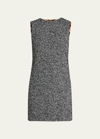 Dolce & Gabbana Tweed Sleeveless Mini Dress In Gray