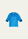 The Salting Cabana Button-front Top In Blue