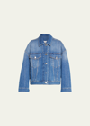 Stella Mccartney Rhinestone Hotfix Striped Oversize Denim Jacket
