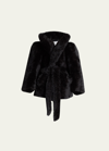 Balenciaga Faux-fur Belted Jacket In Black