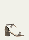 Alexandre Birman Clarita Metallic Ankle-bow Sandals In Blue