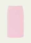 Miu Miu Tweed Pencil Midi Skirt In Pink