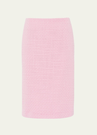 Miu Miu Tweed Pencil Midi Skirt In Pink