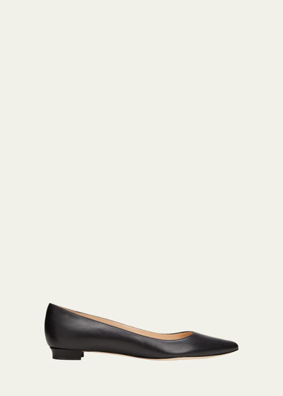 Manolo Blahnik Lanza Bb Lambskin Ballerina Flats In Black